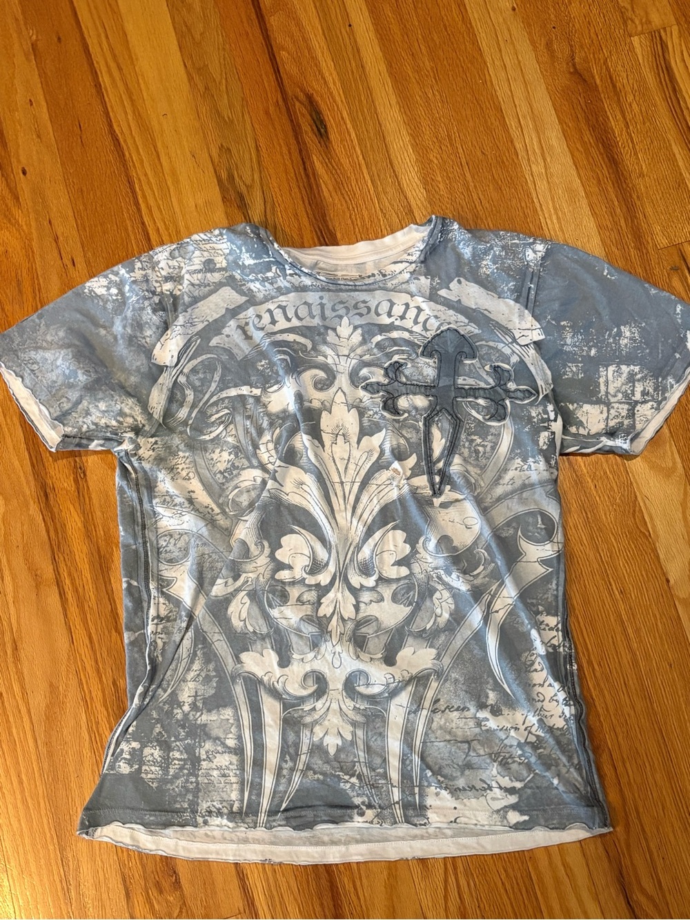 Retrofit Blue & White Graphic Crewneck Tee